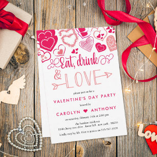 "Eat, Drink & Love" Valentine's Day Party Invitation