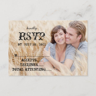 Eat Drink Married Rustic Country Wedding RSVP Card