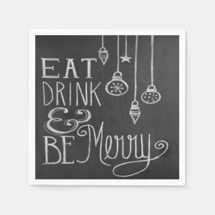 Eat Drink Merry Chalkboard Christmas Napkins