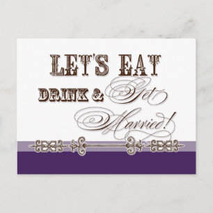 Eat, Drink n Get Married, Bridal Shower Invitation Postcard