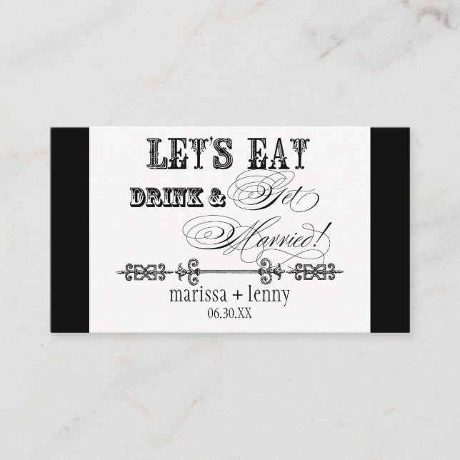Eat, Drink n Get Married Escort Table Number Cards (Front)