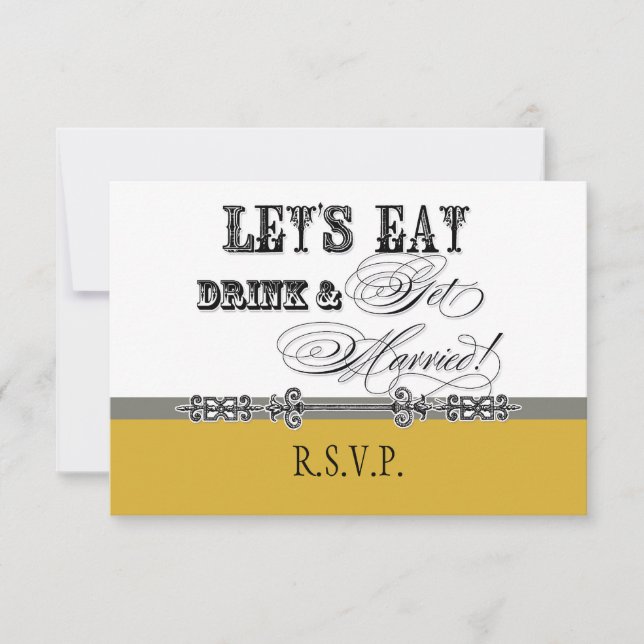 Eat, Drink n Get Married Formal RSVP Response Card (Front)