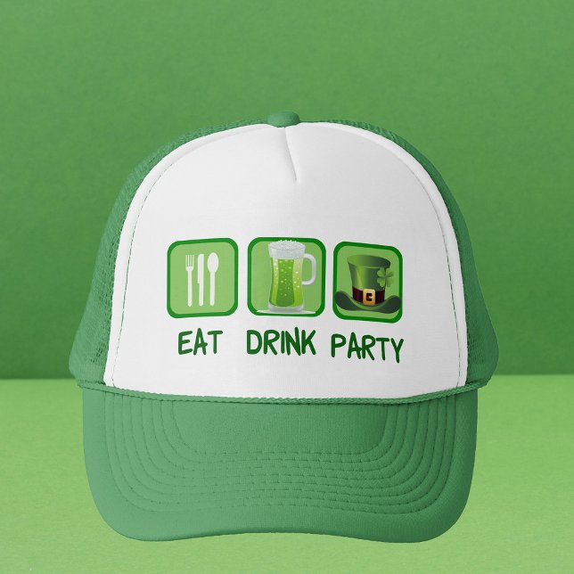 Eat Drink Party Funny St. Patrick's Day Trucker Hat (Creator Uploaded)