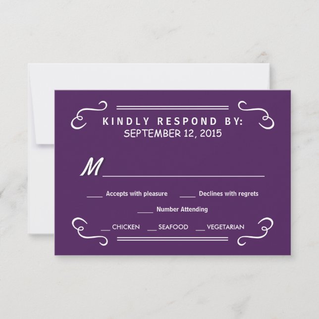 Eat Drink & RSVP Eggplant Purple Wedding Reply (Front)