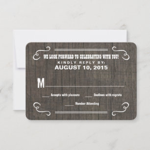 Eat Drink & RSVP Old West Wood Wedding Reply Cards