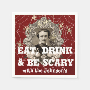 Eat Drink Scary Spider Halloween Kraft Web Red Napkin