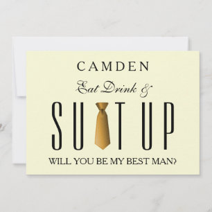 Eat Drink & Suitup Gold Will you be my Bestman Inv Invitation