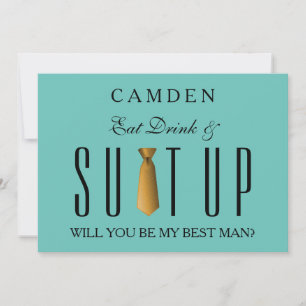 Eat Drink & Suitup Gold Will you be my Bestman Inv Invitation