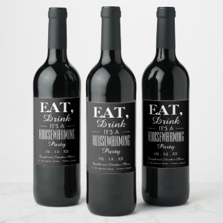 Eat Drink, Vintage Poster, Housewarming Party Wine Label