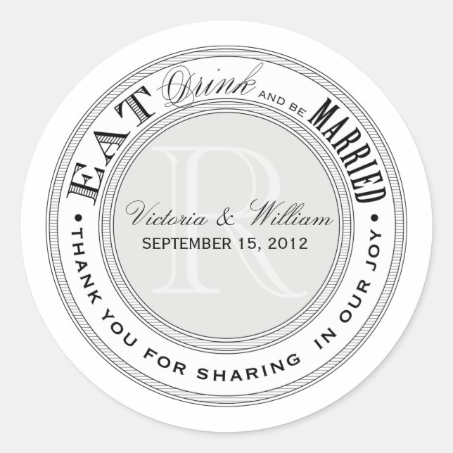 EAT, DRINK | WEDDING FAVOR LABEL (Front)