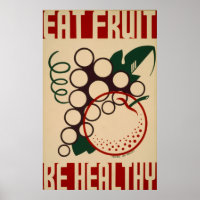 Eat Fruit Be Healthy WPA Vintage Poster