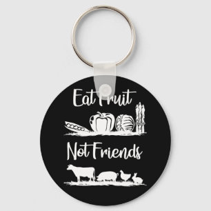 Eat Fruit Not Friends Cute Vegan Keychain