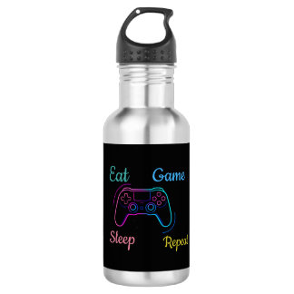 Eat Game Sleep Repeat | Neon Gamer Customizable Ty 532 Ml Water Bottle