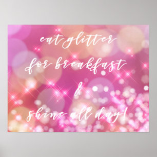Eat glitter Glamourous Pink Sparkles Postcard Poster