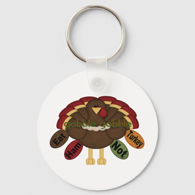 Eat Ham Not Turkey Keychain (Front)
