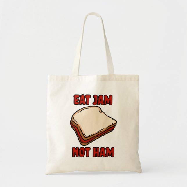 Eat Jam Not Ham Vegan Illustration Tote Bag (Front)