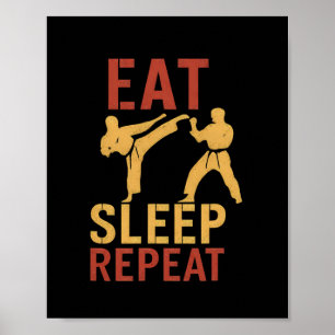 Eat Karate Stamp Block Martial Arts Humor Design Poster