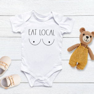 "Eat Local" Funny Breastfeeding Baby Bodysuit