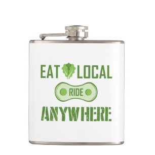 Eat Local, Ride Anywhere Hip Flask