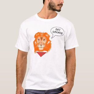 Eat Locals Funny Lion College Humour Cartoon T-Shirt