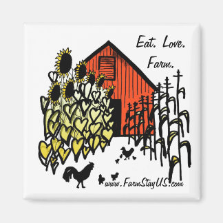 Eat Love Farm Barnyard Scene Magnet