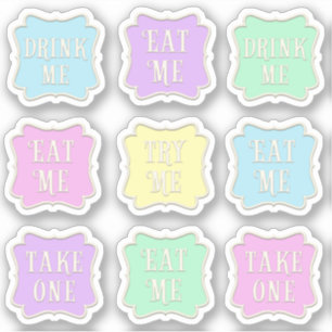 "Eat Me" "Drink Me" Wonderland Tea Party Colourful