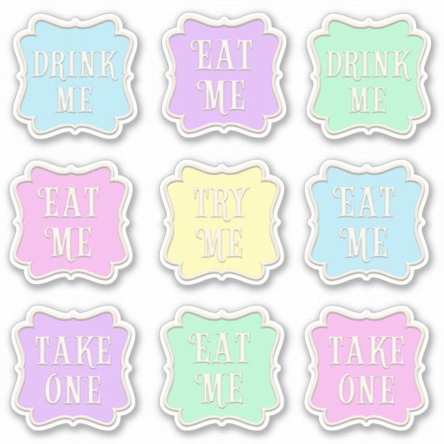 "Eat Me" "Drink Me" Wonderland Tea Party Pastel (Front)