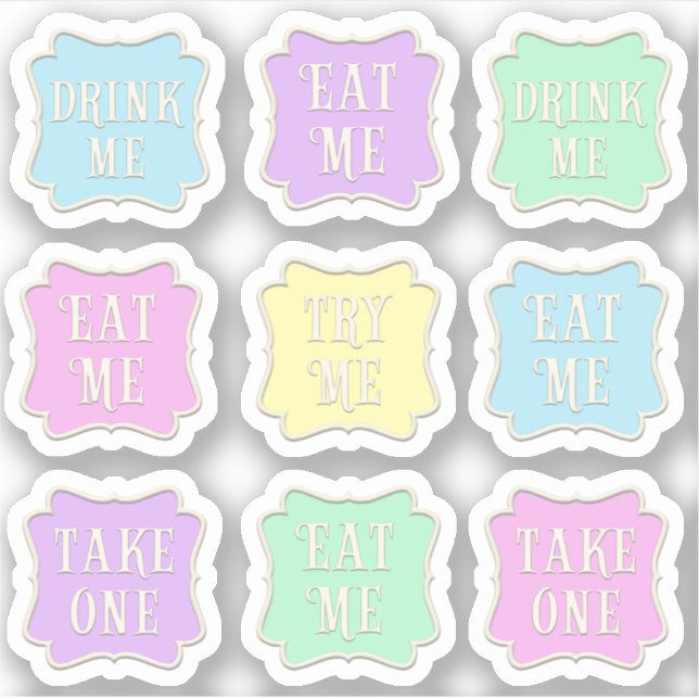 "Eat Me" "Drink Me" Wonderland Tea Party Set of 9 (Front)