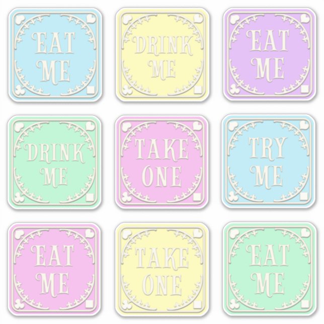 "Eat Me" "Drink Me" Wonderland Tea Party Whimsical (Front)