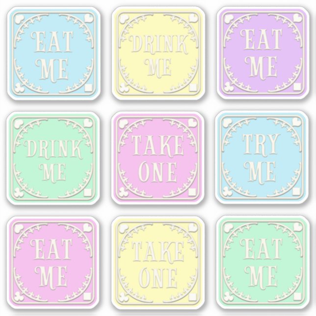 "Eat Me" "Drink Me" Wonderland Tea Party Whimsical (Front)