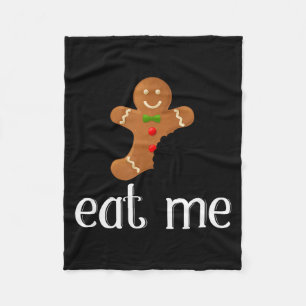 Eat Me Gingerbread Man Funny Christmas Fleece Blanket