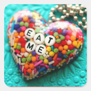 Eat me rainbow square sticker