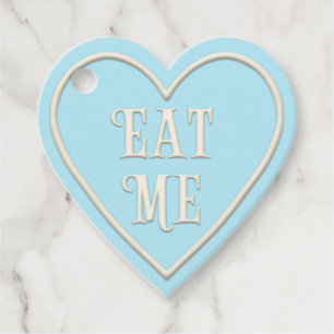 "Eat Me" Tea Party Blue Heart Personalized Favour Tags