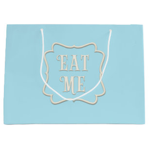 "Eat Me" Wonderland Tea Party Pastel Blue Large Gift Bag