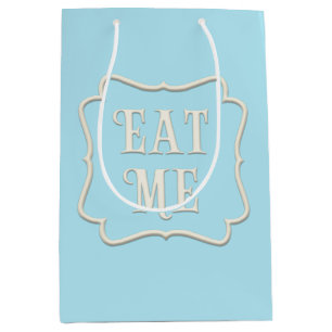 "Eat Me" Wonderland Tea Party Pastel Blue Medium Gift Bag