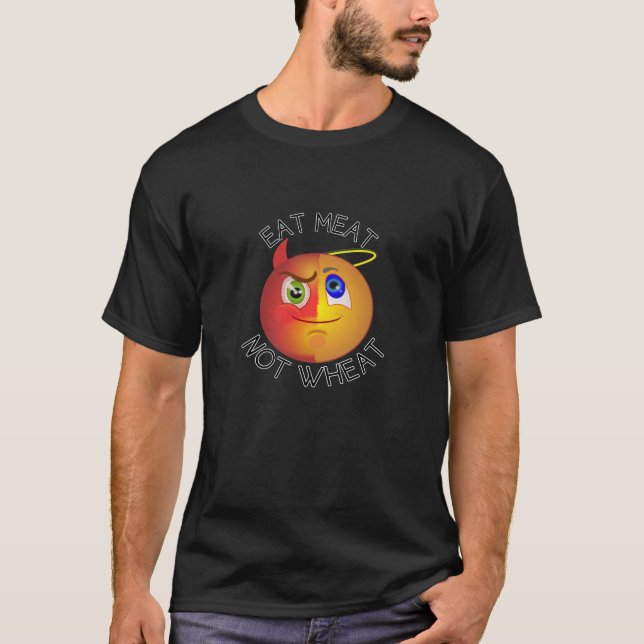Eat Meat Not Wheat Devil/Angel keto lovers T-Shirt (Front)