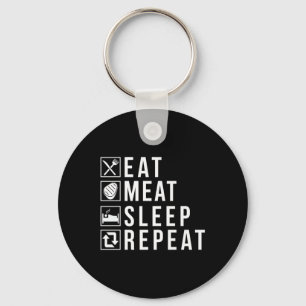 Eat Meat Sleep Repeat Bbq Grill Beef Premium Keychain