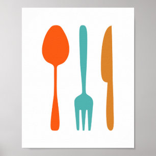 Eat - Mid Century Modern Styled Kitchen Poster