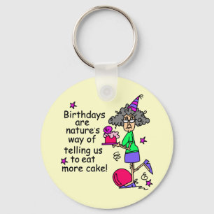 Eat More Cake Birthday Humour Keychain