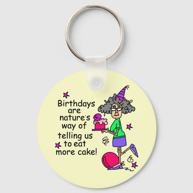 Eat More Cake Birthday Humour Keychain (Front)