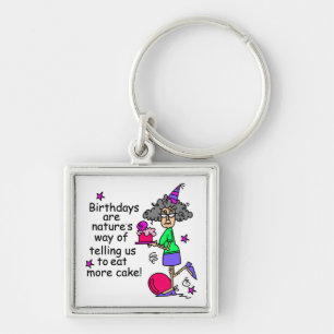 Eat More Cake Birthday Humour Keychain