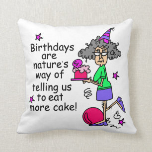 Eat More Cake Birthday Humour Throw Pillow