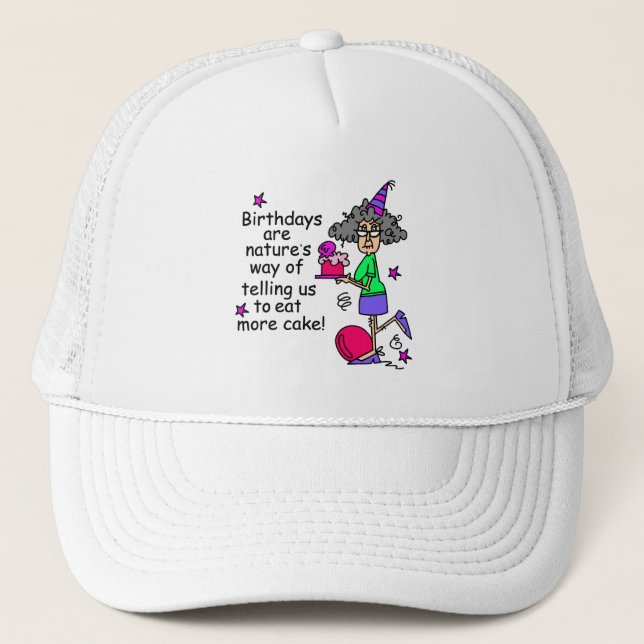 Eat More Cake Birthday Humour Trucker Hat (Front)