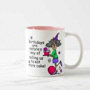 Eat More Cake Birthday Humour Two-Tone Coffee Mug