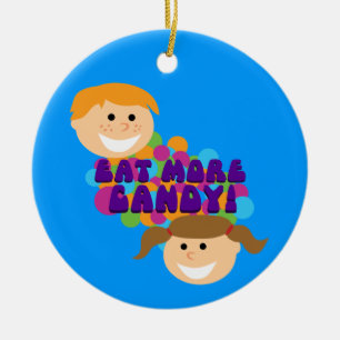 Eat More Candy Retro Kids Ceramic Ornament
