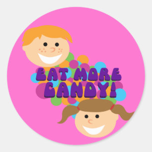 Eat More Candy Retro Kids Classic Round Sticker