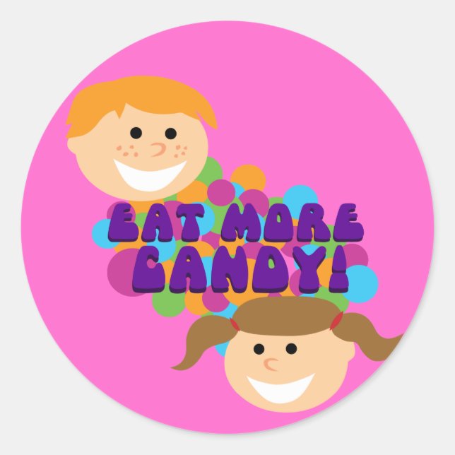 Eat More Candy Retro Kids Classic Round Sticker (Front)