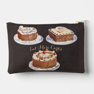 Eat More Carbs Vintage Cake Illustration Accessory Pouch