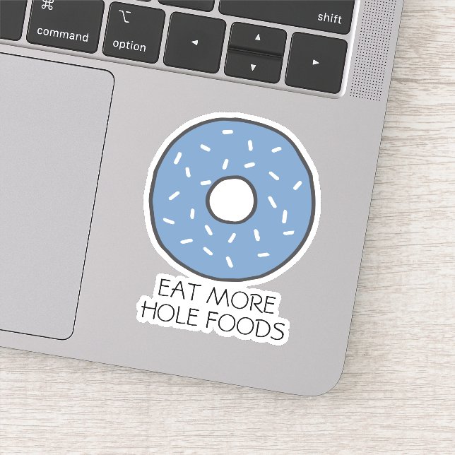 Eat More Hole Foods Funny Food Pun Blue Doughnut (Detail)