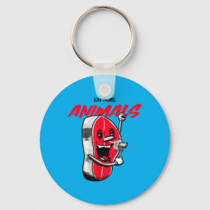 Eat More Meat Funny Bbq Anti Vegan Carnivore Keychain